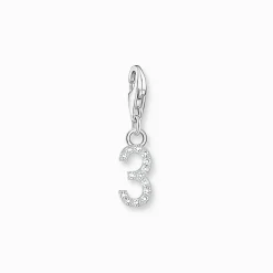 Women THOMAS SABO Charms|Charms-Silver charm pendant number 3 with zirconia