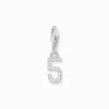 Women THOMAS SABO Charms|Charms-Silver charm pendant number 5 with zirconia