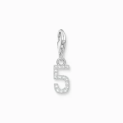 Women THOMAS SABO Charms|Charms-Silver charm pendant number 5 with zirconia