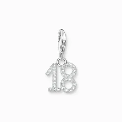 Women THOMAS SABO Charms|Charms-Silver charm pendant number 18 with zirconia