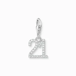 Women THOMAS SABO Charms|Charms-Silver charm pendant number 21 with zirconia
