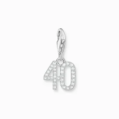 Women THOMAS SABO Charms|Charms-Silver charm pendant number 40 with zirconia