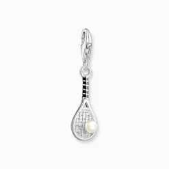 Women THOMAS SABO Charms|Charms-Silver charm pendant tennis racket with freshwater pearl