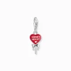 Women THOMAS SABO Charms|Charms-Silver charm pendant with red lollipop-heart