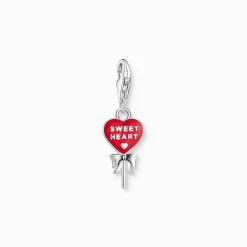 Women THOMAS SABO Charms|Charms-Silver charm pendant with red lollipop-heart