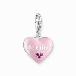 Women THOMAS SABO Charms|Charms-Silver charm pendant with pink heart