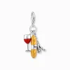 Women THOMAS SABO Charms|Charms-Silver charm pendant with red wine glass, Eiffel Tower & baguette