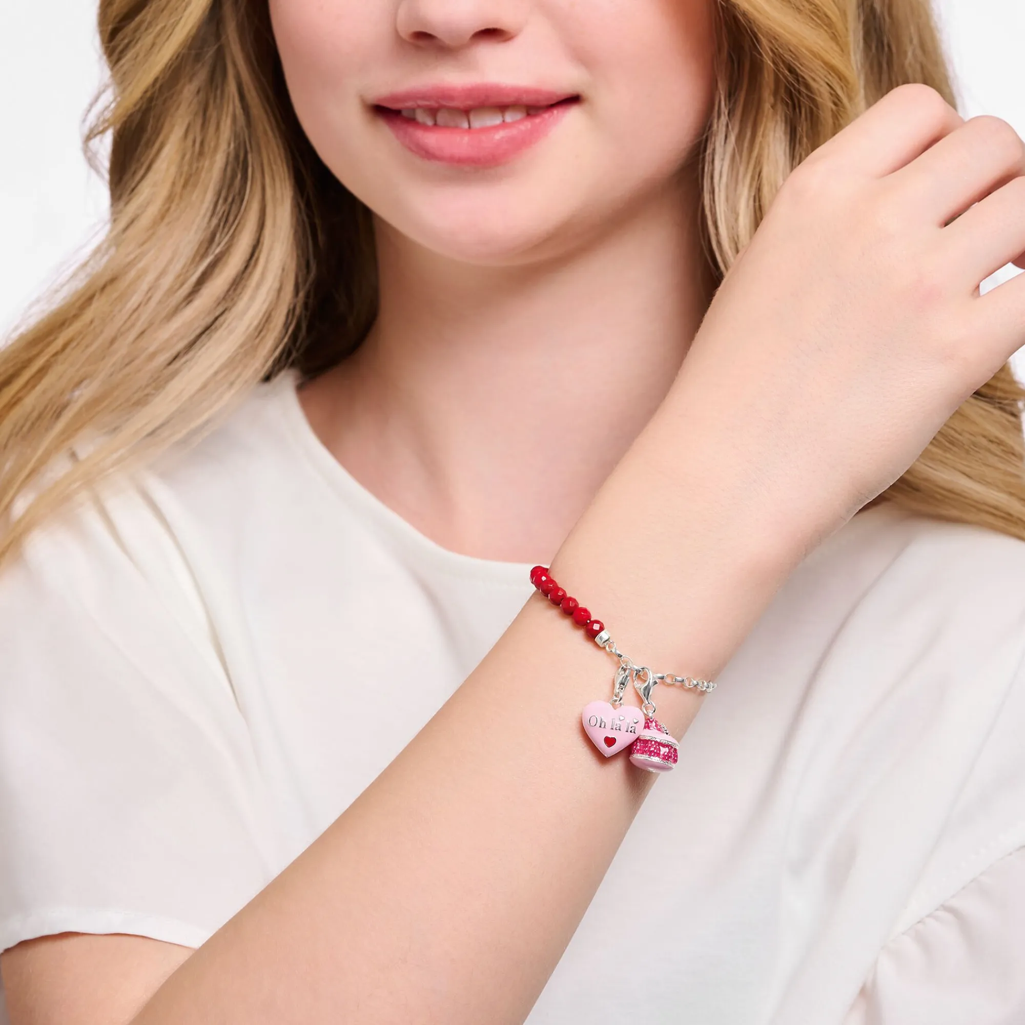 Women THOMAS SABO Charms|Charms-Silver charm pendant with pink raspberry macaron