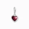 Women THOMAS SABO Charms|Charms-Silver charm pendant with red stone in heart-shape