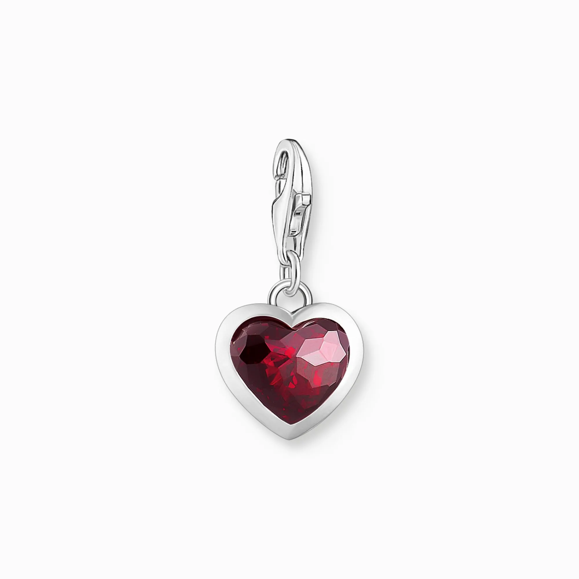 Women THOMAS SABO Charms|Charms-Silver charm pendant with red stone in heart-shape
