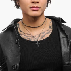 Women THOMAS SABO Necklaces|925 Silver-Silver choke necklace with black zirconia