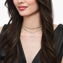 Women THOMAS SABO Necklaces|925 Silver-Silver choker necklace with white zirconia