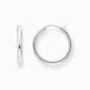 Women THOMAS SABO Hoop Earrings-Silver classic hoop earrings in wider shape
