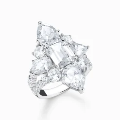 Women THOMAS SABO Rings|925 Silver-Silver cocktail ring with white zirconia in different sizes
