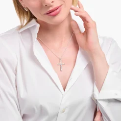 Women THOMAS SABO Pendants|925 Silver-Silver cross pendant with white zirconia