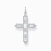Women THOMAS SABO Pendants|925 Silver-Silver cross pendant with white zirconia pavé