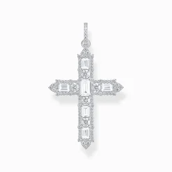 Women THOMAS SABO Pendants|925 Silver-Silver cross pendant with white zirconia pavé