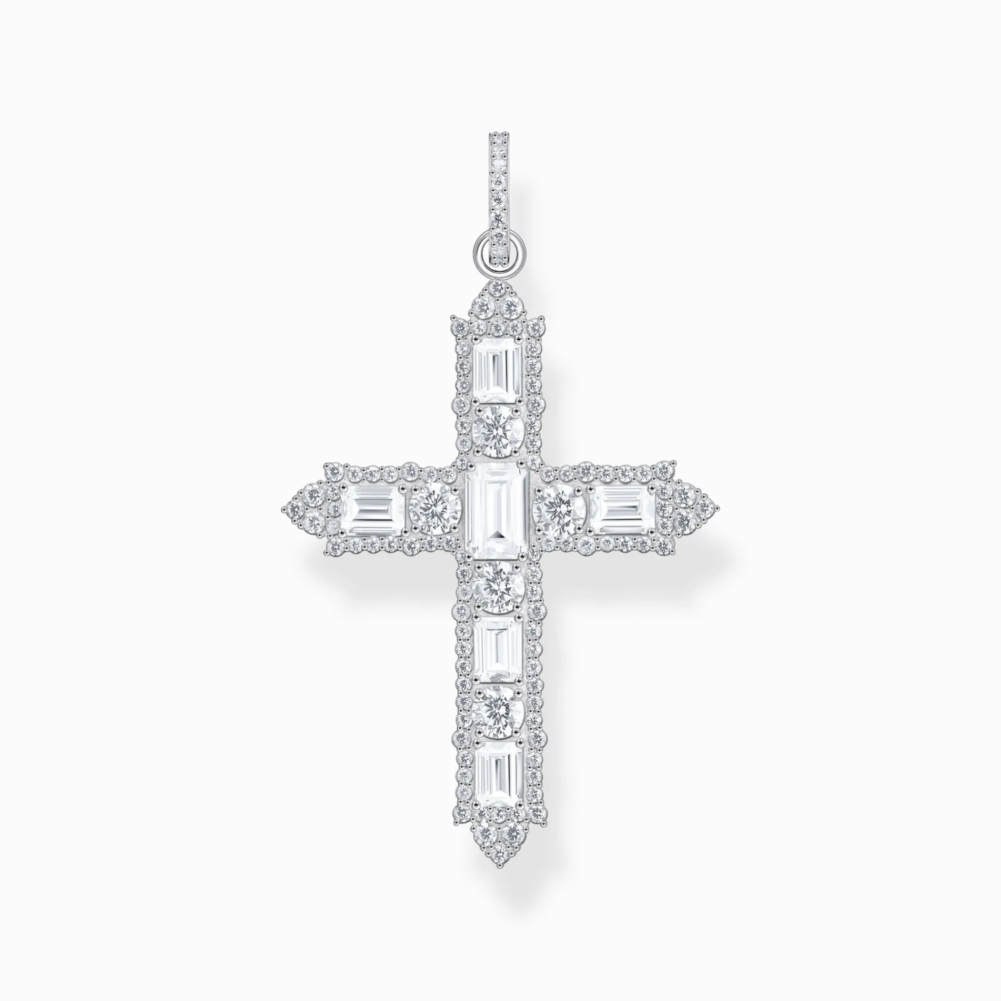 Women THOMAS SABO Pendants|925 Silver-Silver cross pendant with white zirconia pavé