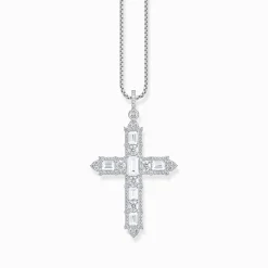 Women THOMAS SABO Pendants|925 Silver-Silver cross pendant with white zirconia pavé