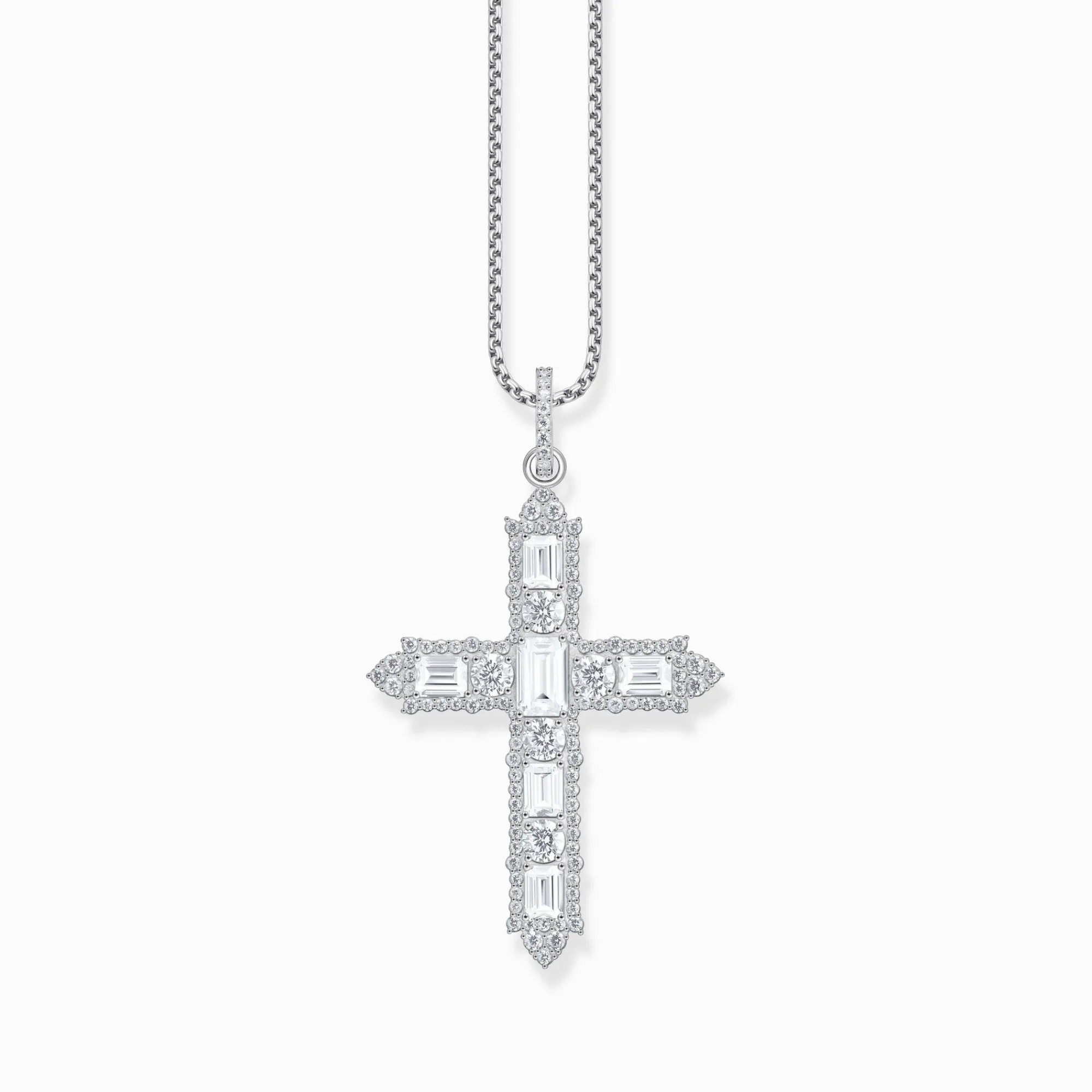 Women THOMAS SABO Pendants|925 Silver-Silver cross pendant with white zirconia pavé