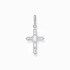 Women THOMAS SABO Hoop Earrings|925 Silver-Silver cross single hoop earring with white zirconia