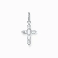 Women THOMAS SABO Hoop Earrings|925 Silver-Silver cross single hoop earring with white zirconia