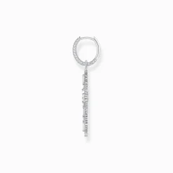 Women THOMAS SABO Hoop Earrings|925 Silver-Silver cross single hoop earring with white zirconia