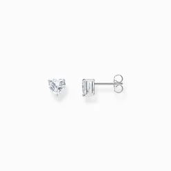 Women THOMAS SABO Ear Studs|925 Silver-Silver ear studs heart-shaped with white zirconia