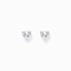 Women THOMAS SABO Ear Studs|925 Silver-Silver ear studs heart-shaped with white zirconia