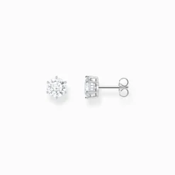 Women THOMAS SABO Ear Studs-Silver ear studs with big, white zirconia