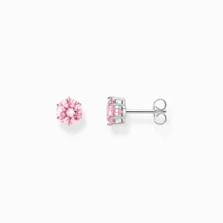 Women THOMAS SABO Ear Studs-Silver ear studs with big, pink zirconia