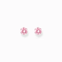 Women THOMAS SABO Ear Studs-Silver ear studs with big, pink zirconia
