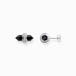 Women THOMAS SABO Ear Studs|925 Silver-Silver ear studs with hexagonal onyx