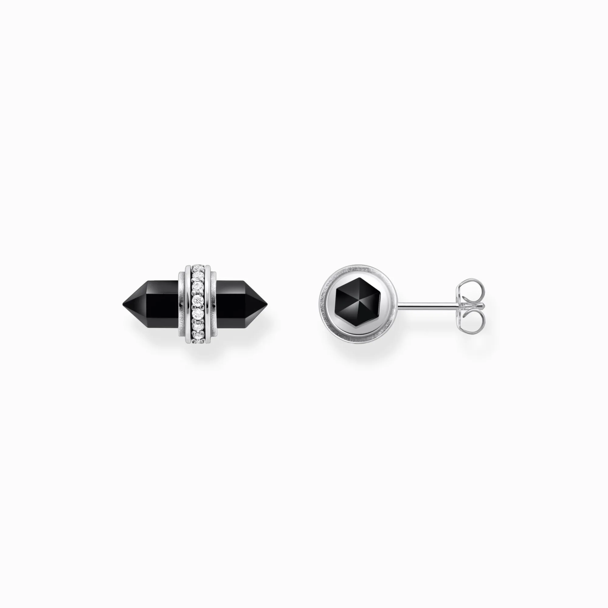 Women THOMAS SABO Ear Studs|925 Silver-Silver ear studs with hexagonal onyx