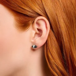 Women THOMAS SABO Ear Studs|925 Silver-Silver ear studs with hexagonal onyx