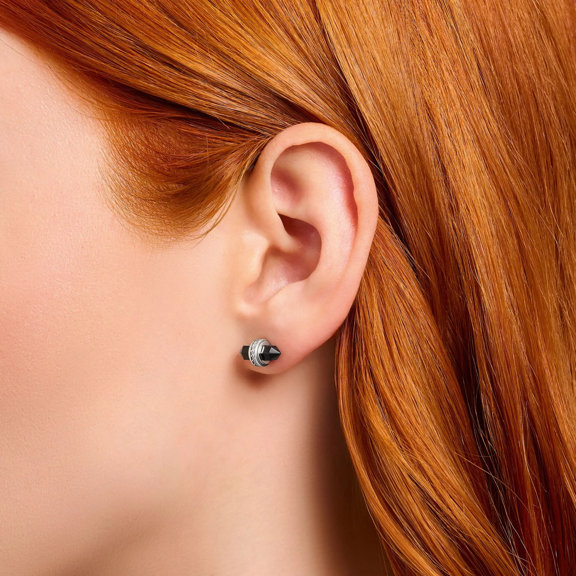 Women THOMAS SABO Ear Studs|925 Silver-Silver ear studs with hexagonal onyx