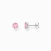 Women THOMAS SABO Ear Studs-Silver ear studs with pink zirconia in brilliant cut