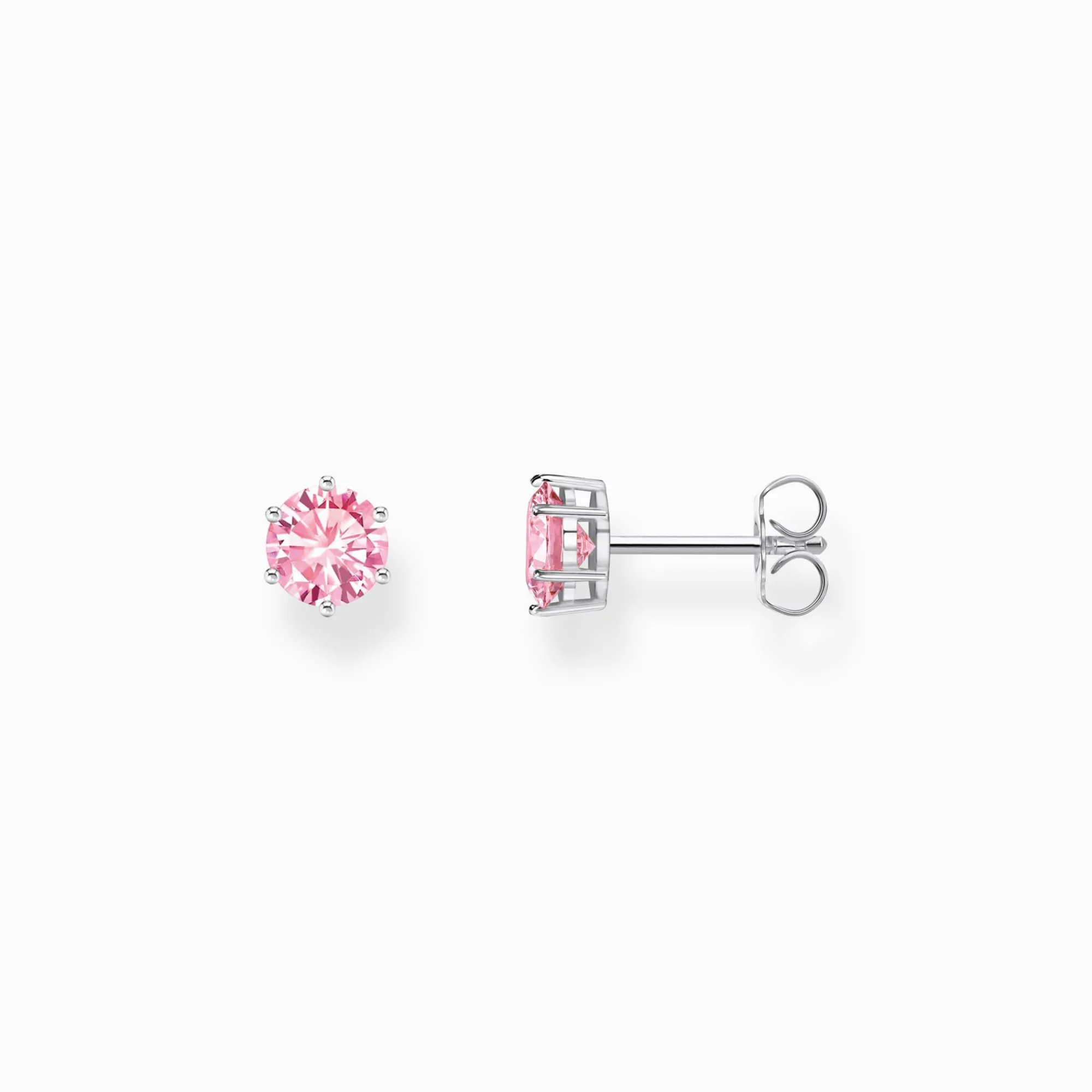 Women THOMAS SABO Ear Studs-Silver ear studs with pink zirconia in brilliant cut