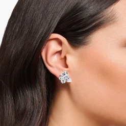 Women THOMAS SABO Earrings|Ear Studs-Silver ear studs with white zirconia in different sizes