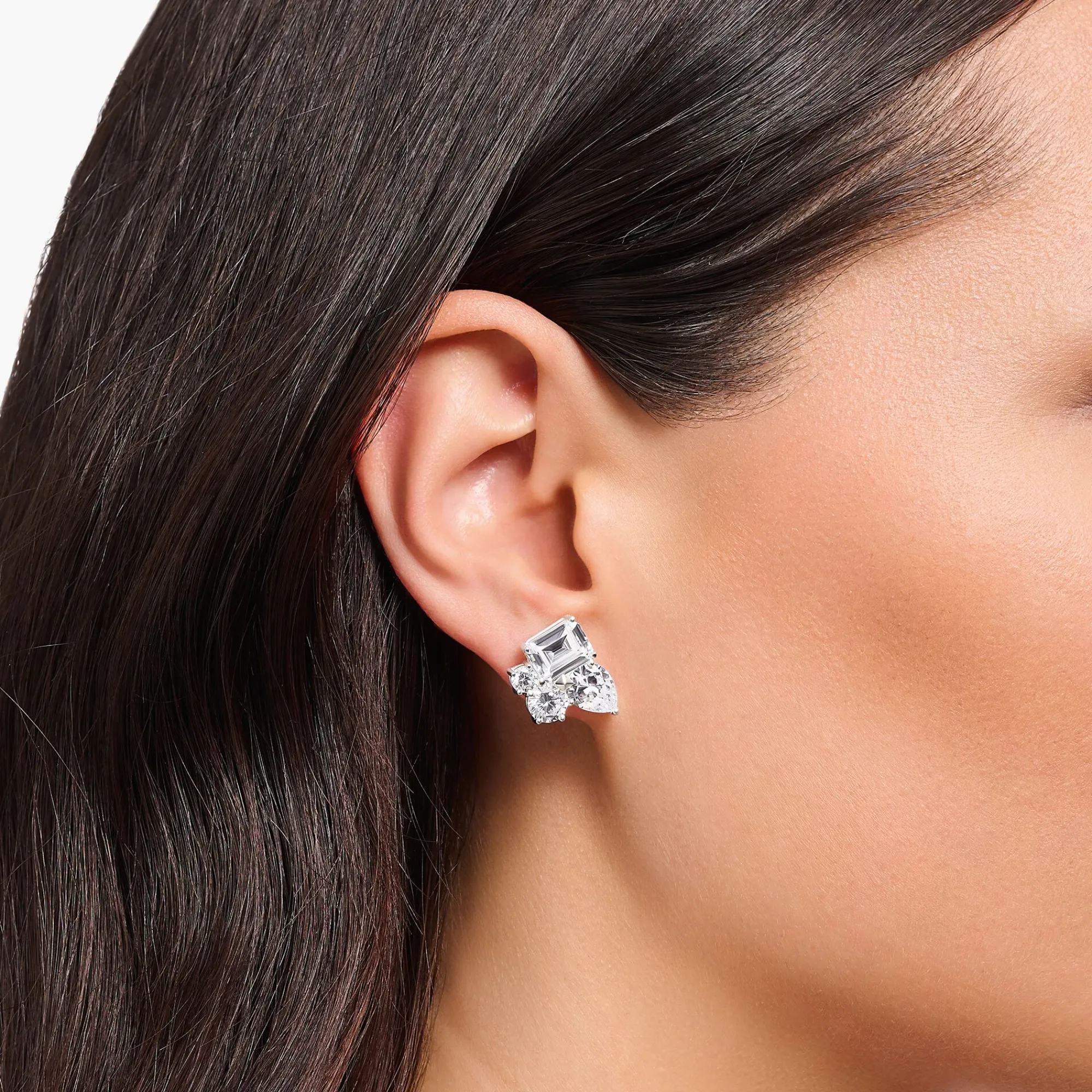 Women THOMAS SABO Earrings|Ear Studs-Silver ear studs with white zirconia in different sizes