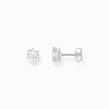 Women THOMAS SABO Ear Studs-Silver ear studs with white zirconia in brilliant cut