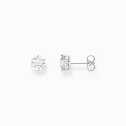 Women THOMAS SABO Ear Studs-Silver ear studs with white zirconia in brilliant cut