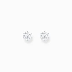 Women THOMAS SABO Ear Studs-Silver ear studs with white zirconia in brilliant cut