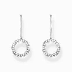 Women THOMAS SABO Earrings-Silver earrings circular-shaped with white zirconia