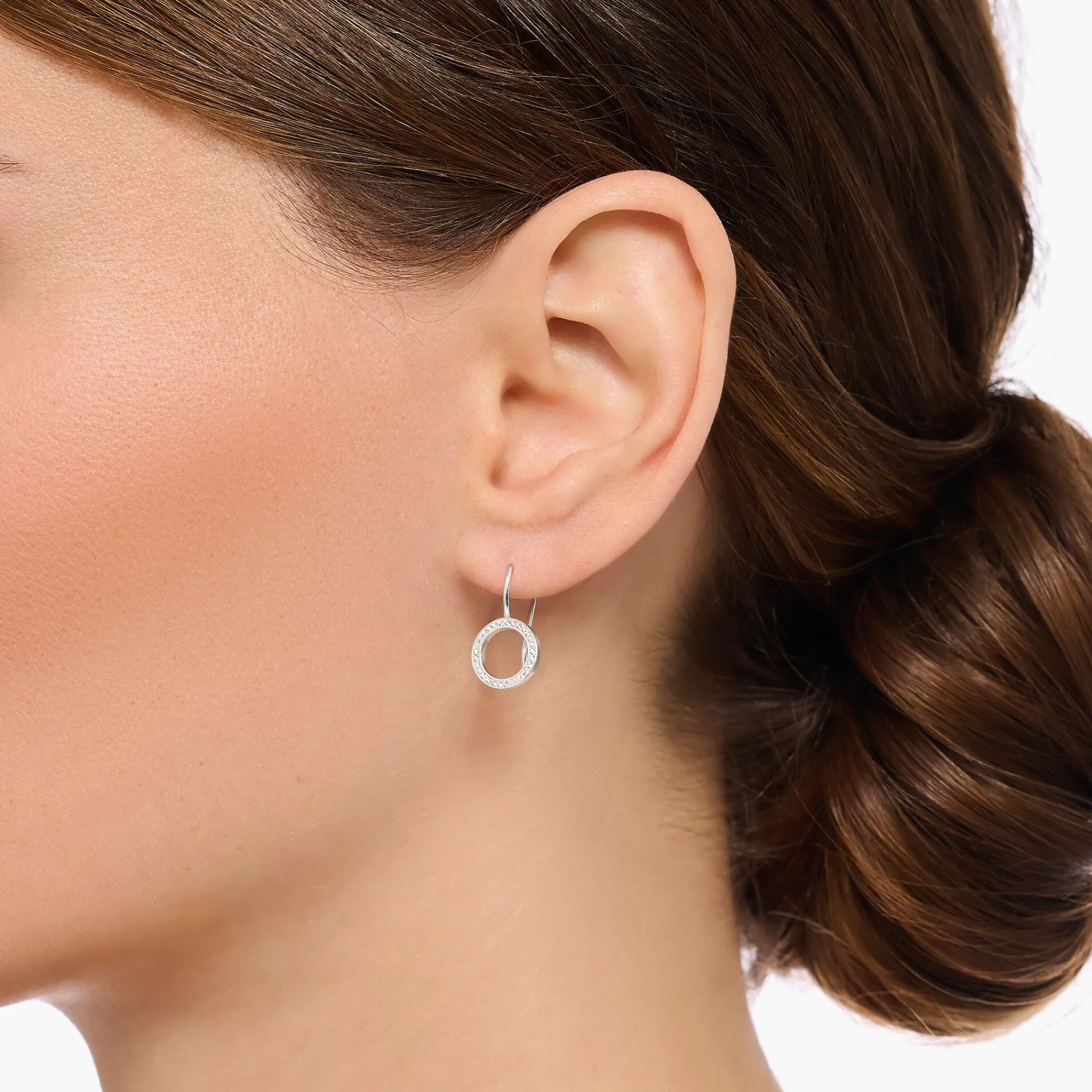 Women THOMAS SABO Earrings-Silver earrings circular-shaped with white zirconia