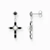 Women THOMAS SABO Earrings|925 Silver-Silver earrings Cross Romance with black stones