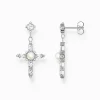 Women THOMAS SABO Earrings|925 Silver-Silver earrings Cross Romance with white stones