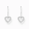 Women THOMAS SABO Earrings|925 Silver-Silver earrings heart-shaped with white zirconia