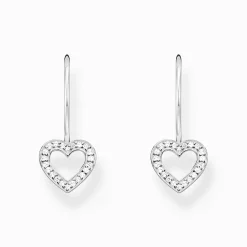 Women THOMAS SABO Earrings|925 Silver-Silver earrings heart-shaped with white zirconia