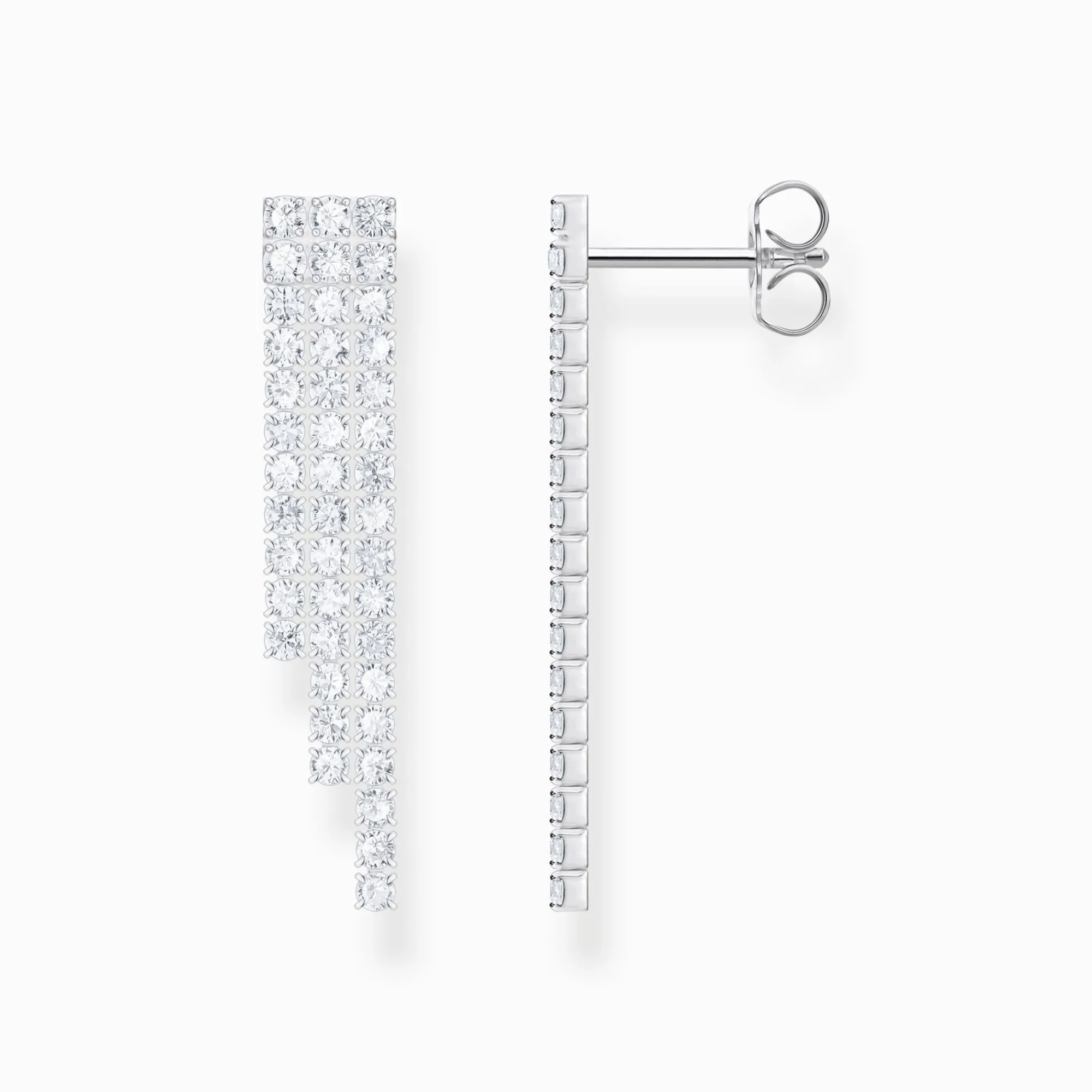 Women THOMAS SABO Earrings|925 Silver-Silver earrings in waterfall design with white zirconia